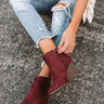 The Macon Faux Suede Bootie In Windsor Wine Image - 1