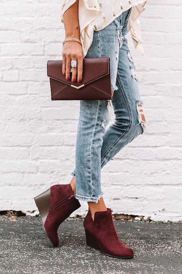The Macon Faux Suede Bootie In Windsor Wine Image - 2