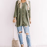 Bring On The Lattes Babydoll Tunic Dress In Olive Image - 1