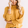 Better In Brooklyn Satin Shift Top In Mustard Image - 1