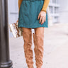 The Essie Faux Suede Skirt In Teal Image - 1