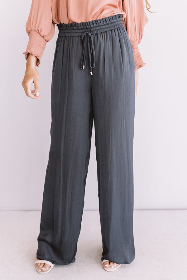 The Bold And The Fashionable Satin Pants In Charcoal