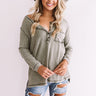Just Dream Waffle Knit Top In Sage Image - 1