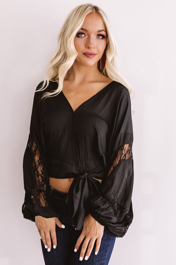 Fifth Avenue Satin Tie Top In Black