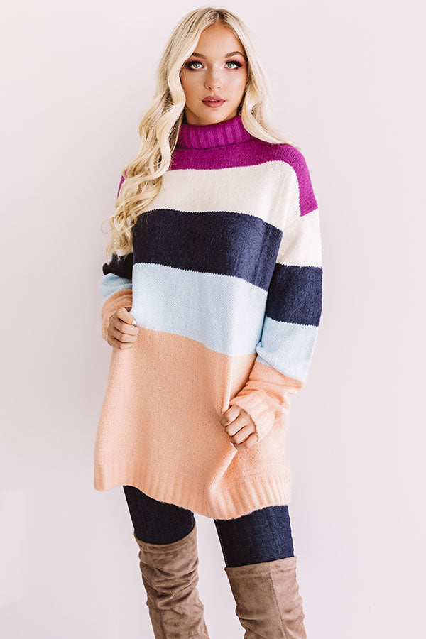 Cozy Date Stripe Tunic Sweater
