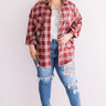 California Campfire Plaid Top In Wine  Curves Image - 1