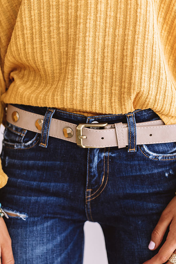 Oh So Gorgeous Faux Leather Belt In Taupe