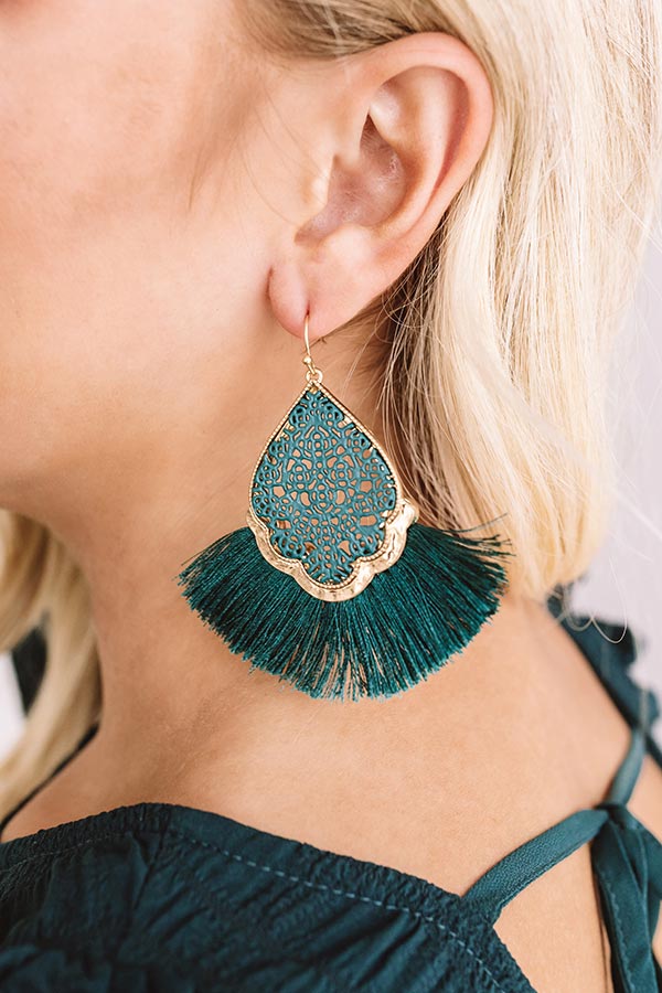 The Charmed Life Earrings In Hunter Green