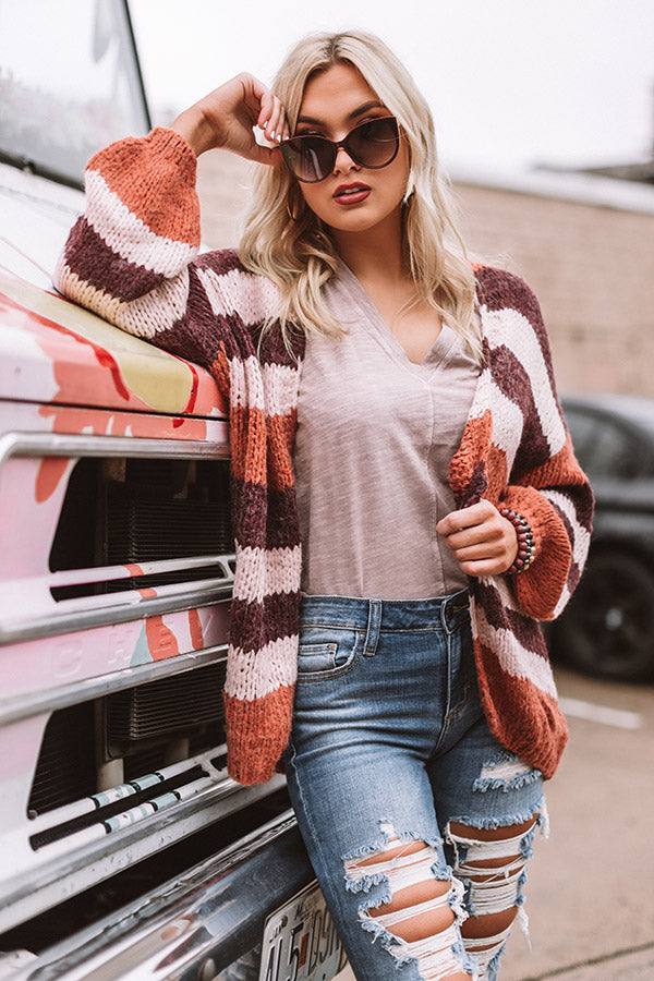 Stuck On You Knit Cardigan in Rust