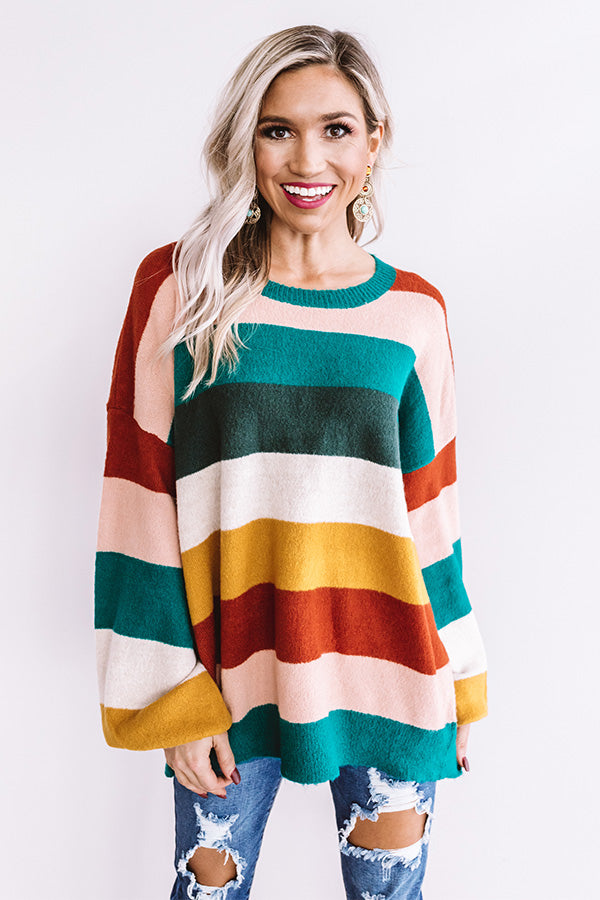 Pop Of Color Stripe Sweater In Emerald Image - 1