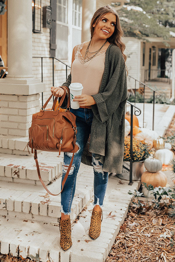 Weekend Out West Knit Cardigan In Olive