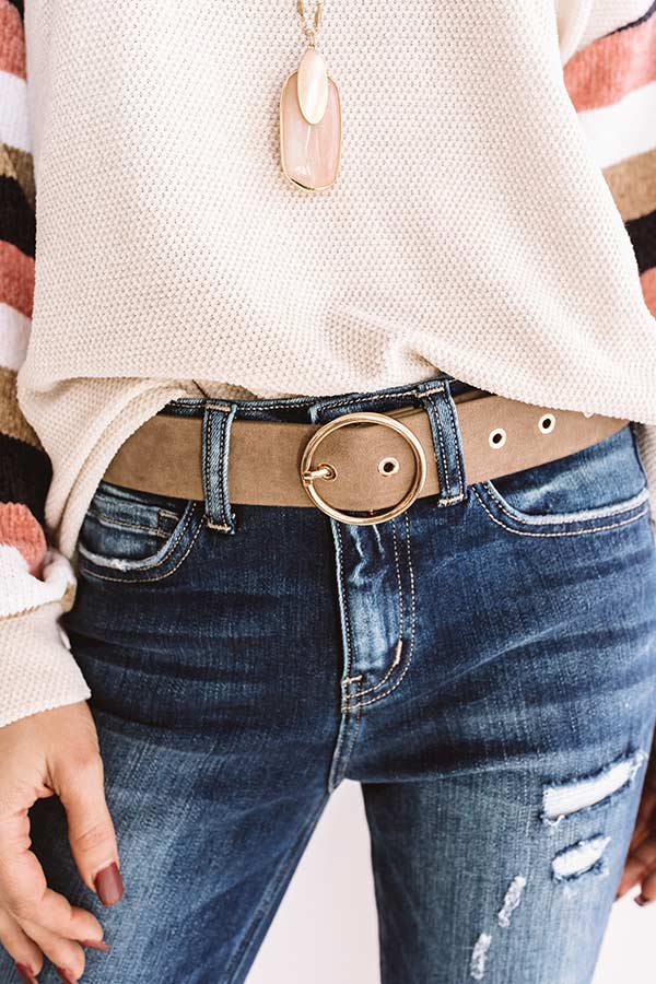 Close Up Ready Faux Leather Belt In Taupe