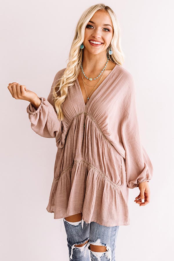 Napa Valley Vino Babydoll Tunic Dress In Dusty Purple Image - 1