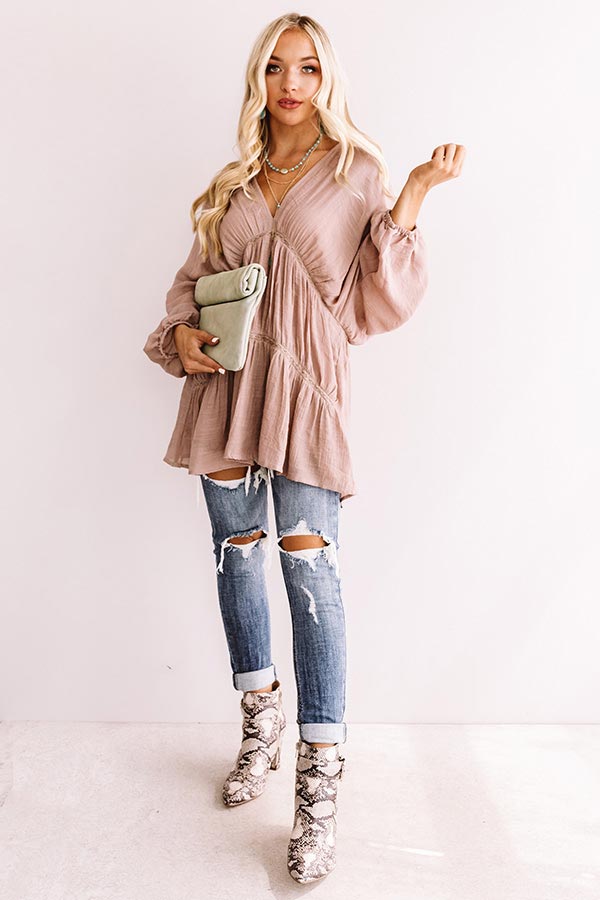 Napa Valley Vino Babydoll Tunic Dress In Dusty Purple Image - 4