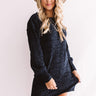 Chic Outlook Chenille Sweater Dress In Navy Image - 1