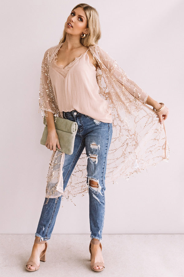 Night Life Luxury Sequin Overlay In Champagne Image - 5