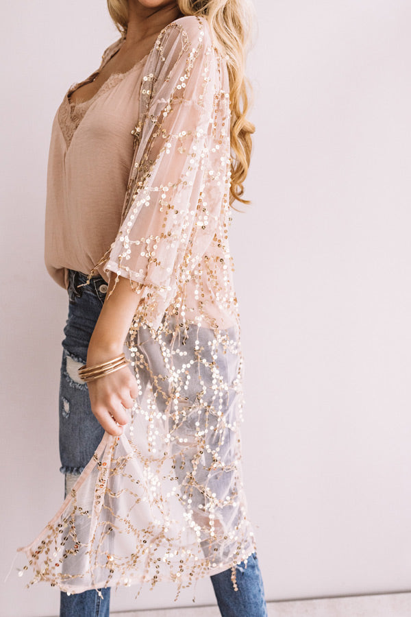Night Life Luxury Sequin Overlay In Champagne Image - 4