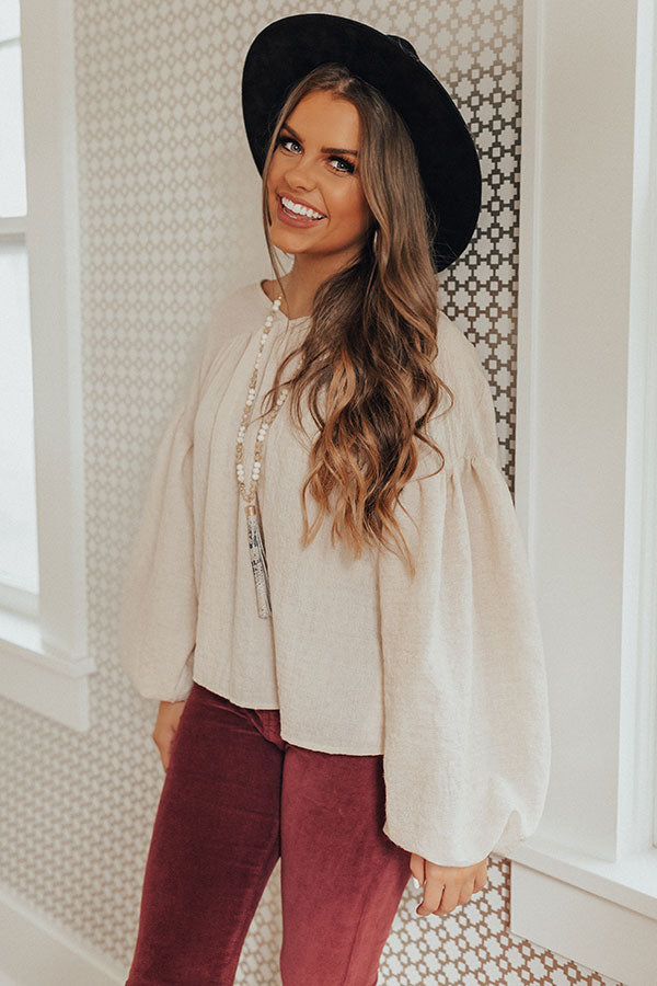 Skippin' Down Sixteenth Avenue Babydoll Top Iced Latte