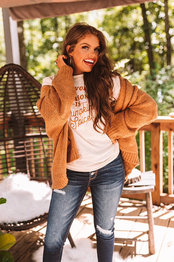 Chai Latte Cuddles Knit Cardigan In Pumpkin