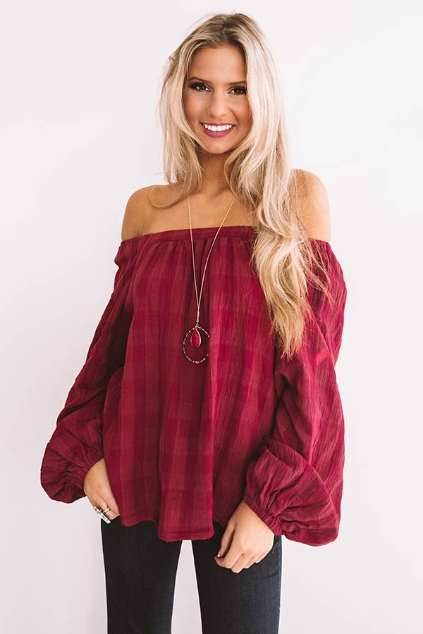 Vista Vacay Off Shoulder Top In Wine