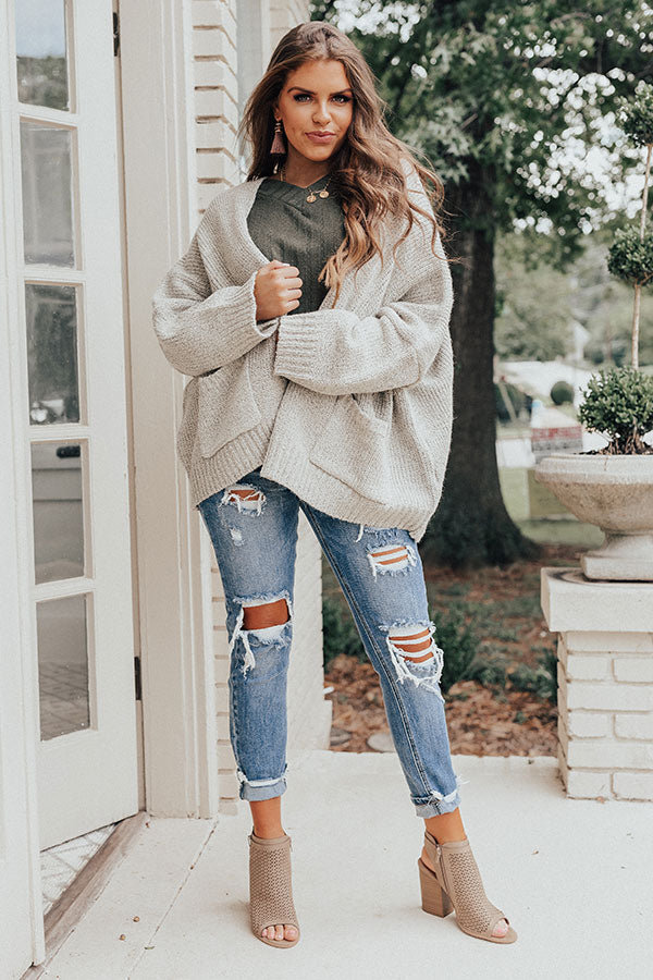 Chai Latte Cuddles Knit Cardigan In Grey