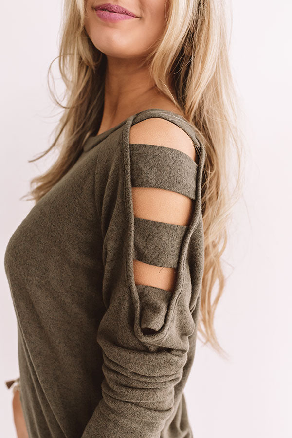 Free And Fearless Shift Sweater In Army Green Image - 3