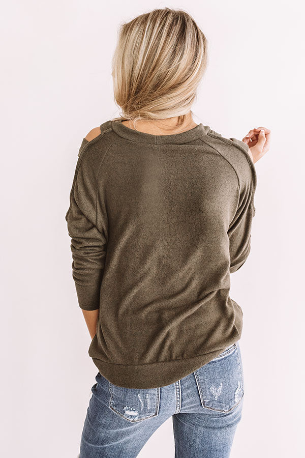 Free And Fearless Shift Sweater In Army Green Image - 5