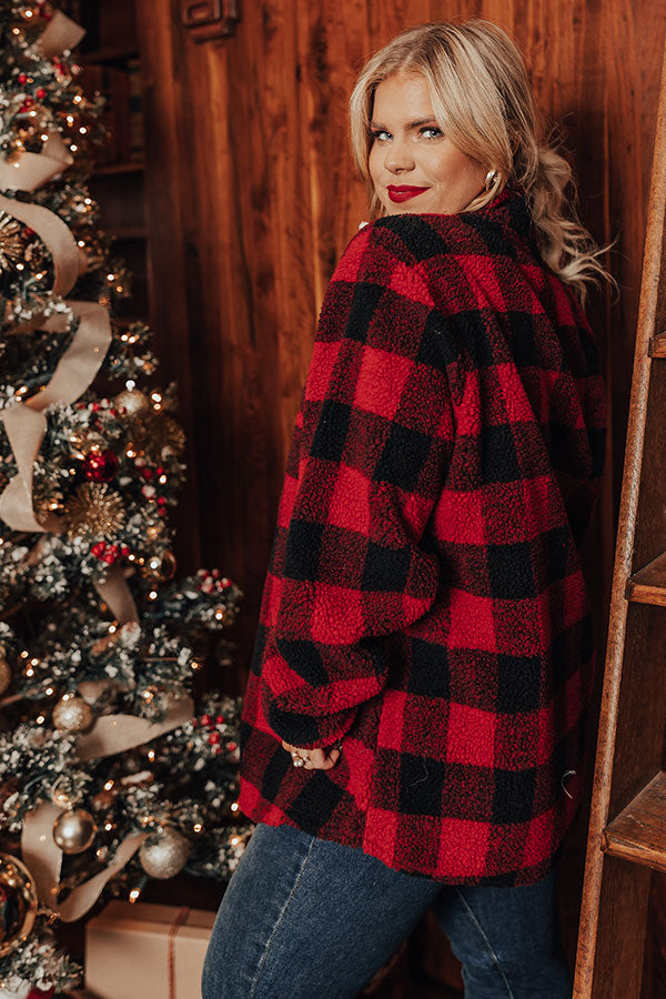 Winter Delights Buffalo Check Sherpa Pullover Curves Image - 4