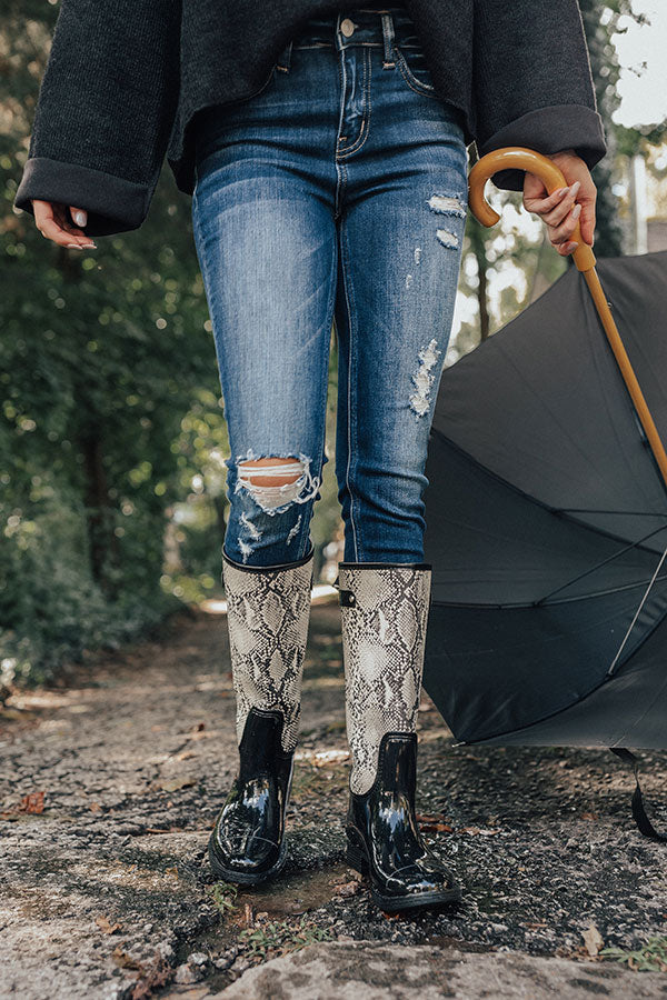 The Khloe Snake Print Rain Boot