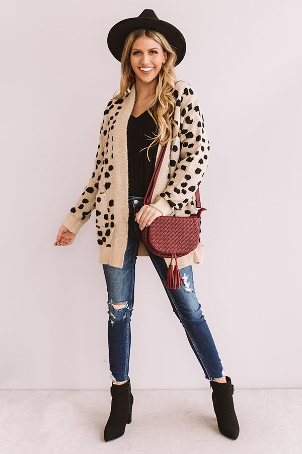 Sonoma Sightseeing Leopard Cardigan In Iced Latte