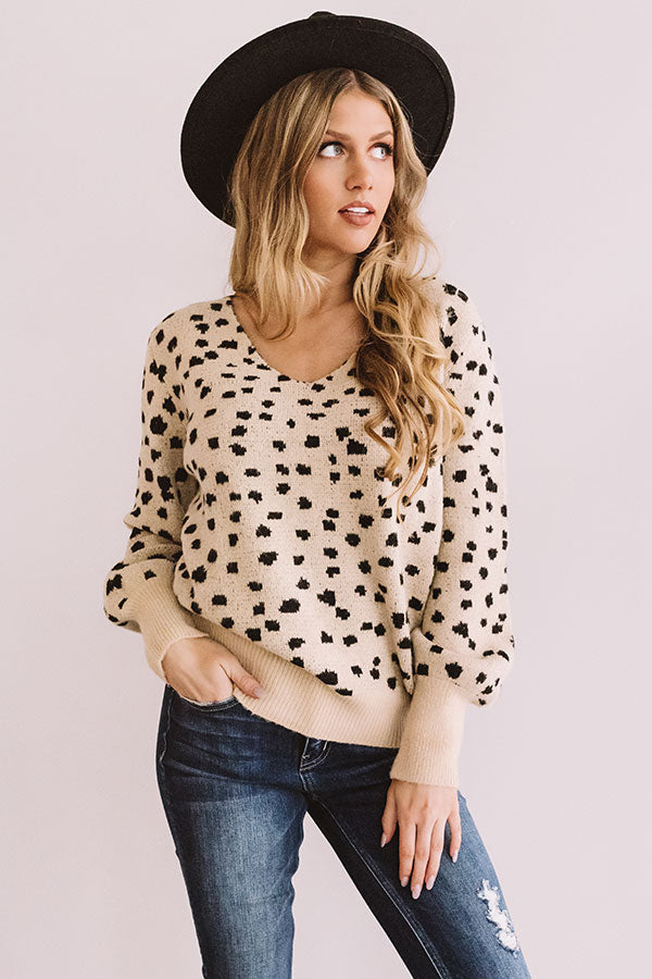 Sonoma Sightseeing Leopard Sweater In Iced Latte