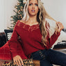 Classic Moment Crochet Trim Sweater In Crimson Image - 1