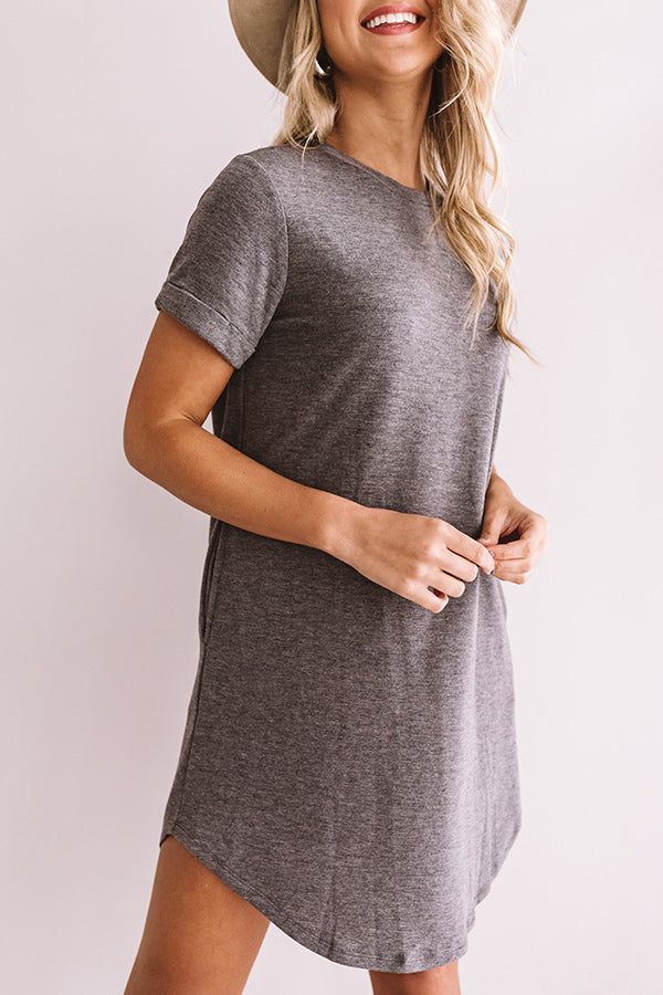 New Adventure T-Shirt Dress In Dark Grey Image - 2