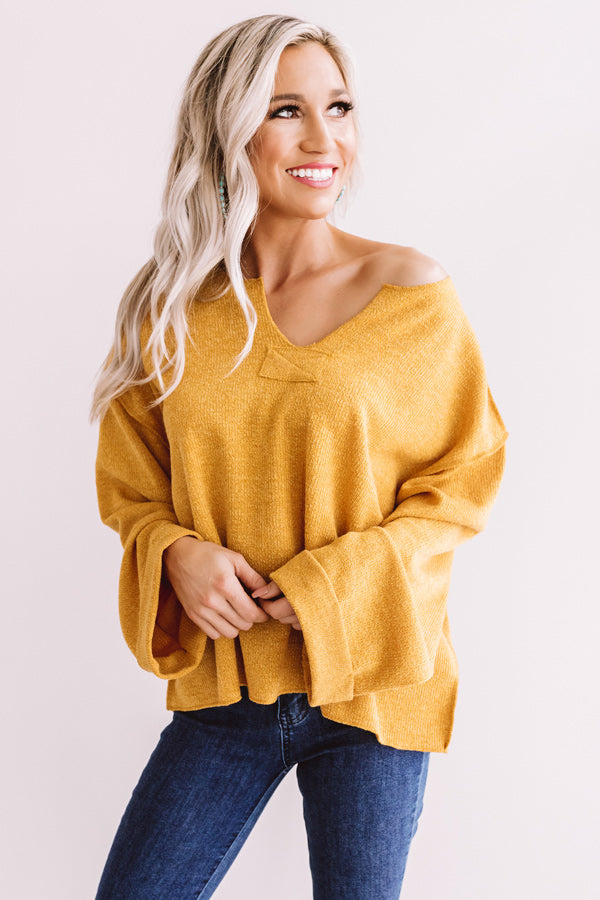 Once Upon a Dream Ribbed Shift Top In Golden Honey Image - 1