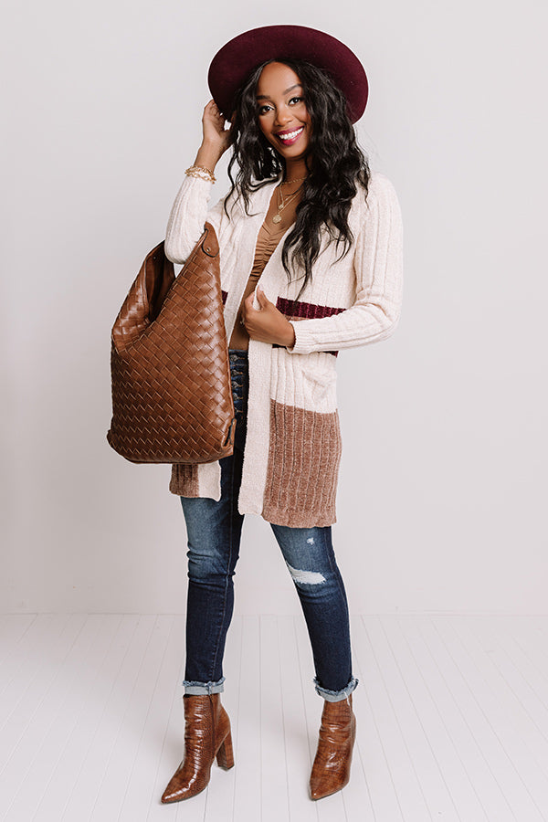 Merlot And Cuddles Chenille Cardigan In Cream Image - 1