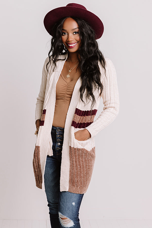 Merlot And Cuddles Chenille Cardigan In Cream Image - 3
