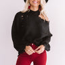 Feels Like Fall Distressed Sweater In Black Image - 1