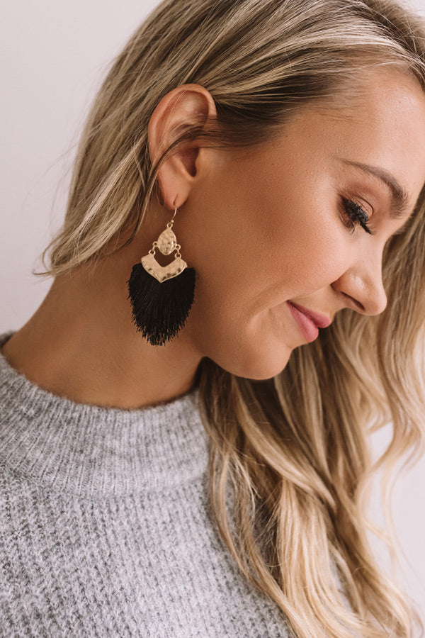 Glitzy And Pretty Earrings in Black