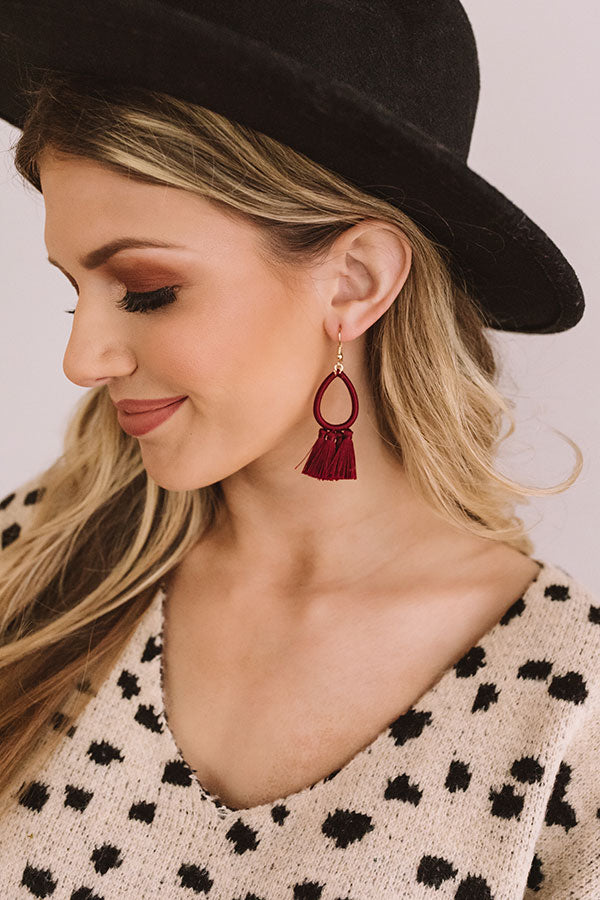 Making Music Tassel Earrings in Wine