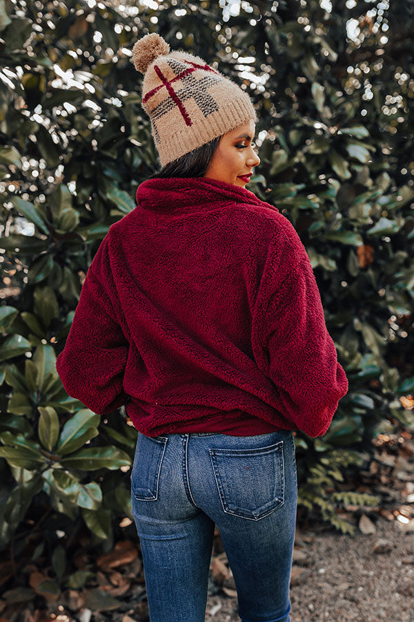 London Bridge Sherpa Pullover In Crimson Image - 5