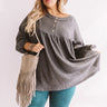 Travel The World Waffle Knit Top In Dark Grey Curves Image - 1
