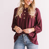 Travel The World Waffle Knit Top In Wine Image - 1