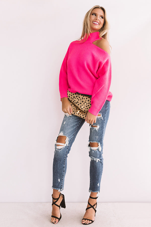 Oh Ya Don't Say Knit Sweater In Hot Pink Image - 2