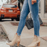 The Miller Faux Leather Bootie In Beige Image - 1