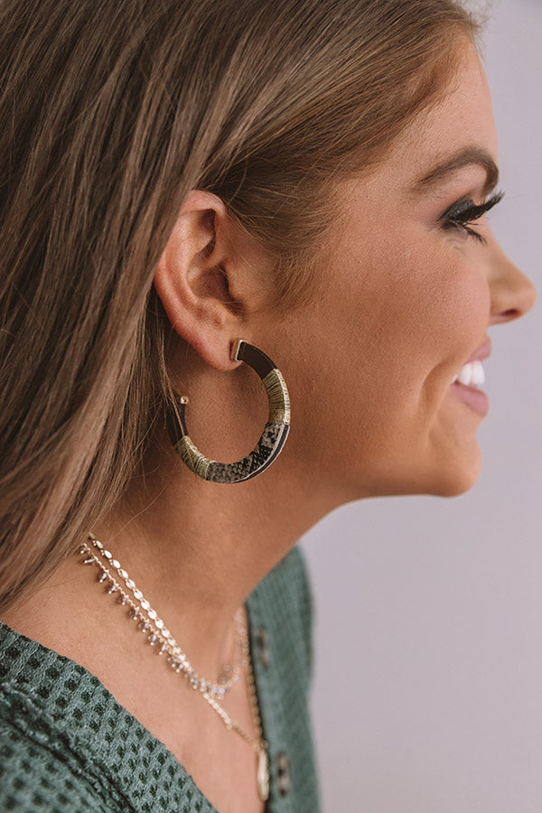 Weekend Wine Down Snake Print Earrings In Brown