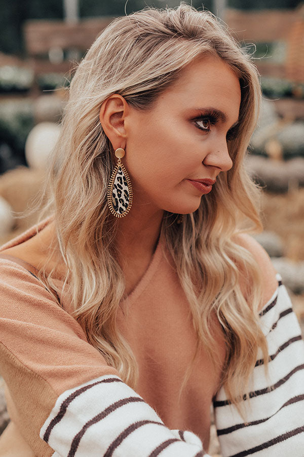 Dramatic Effect Leopard Earrings In White