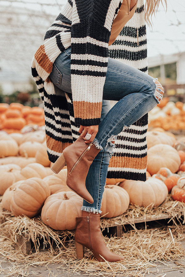The Miller Faux Leather Bootie In Brown