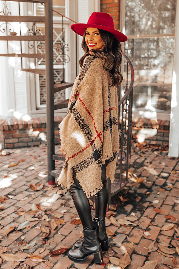 Bubbles And Bonfires Plaid Poncho Image - 3