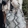 Nightlife Luxury Snake Print Tote In Grey Image - 1