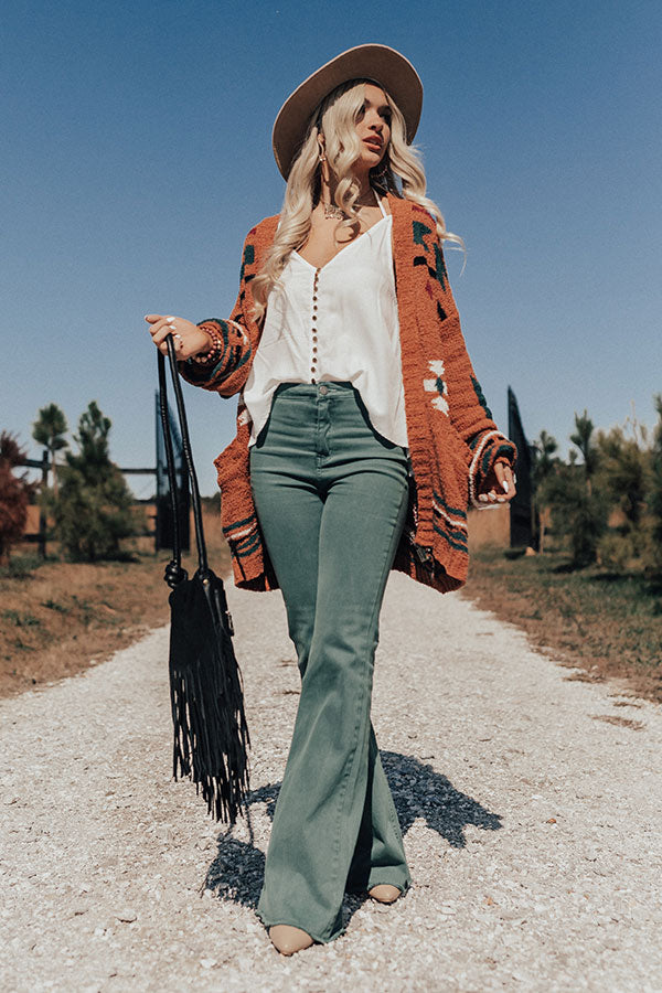 Warm Fuzzy Feels Knit Cardigan In Rust Image - 2